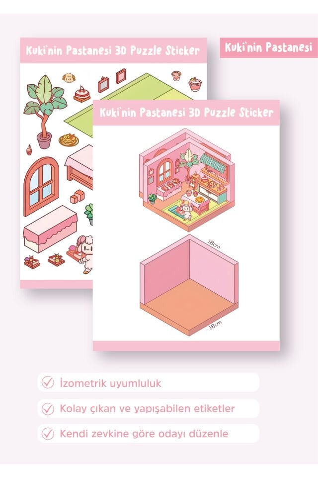 Sticker Puzzle 24 Parça İzometrik Sticker - Kuki'nin Yatak Odası -