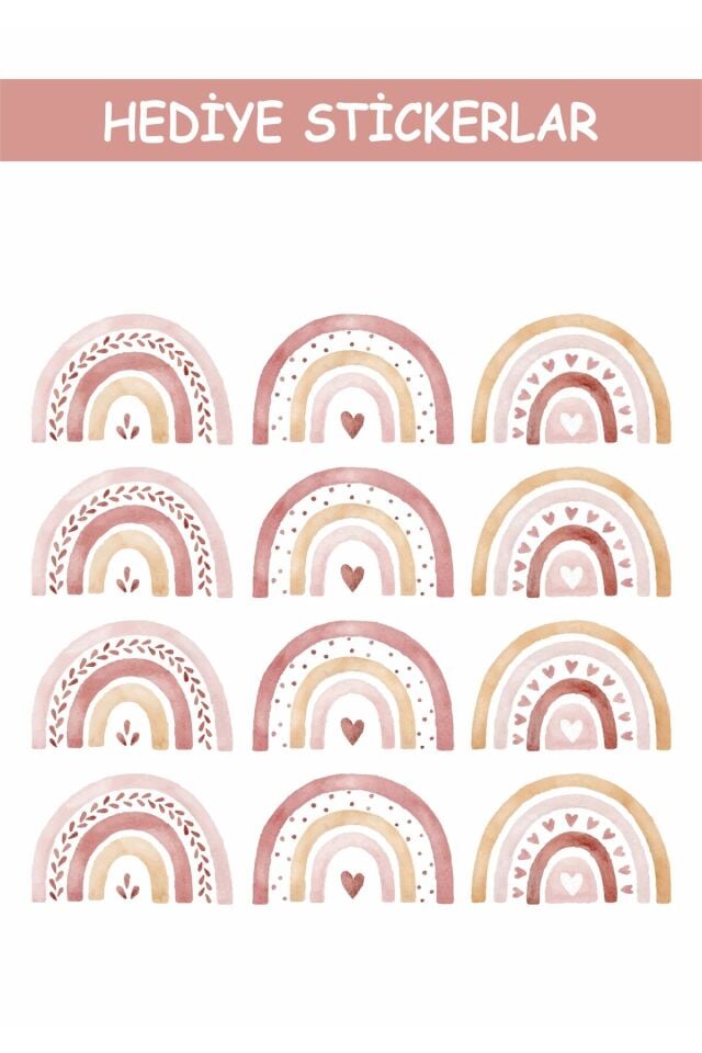 Gökkuşağı Temalı 200 Adet Okul Etiketi Kalem Defter Özel İsim Yazılabilen Etiket -