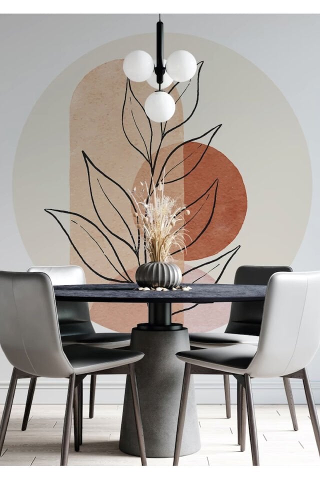 Boho - Bohem Tarzında Daire Duvar Stickerı - 95 x 95