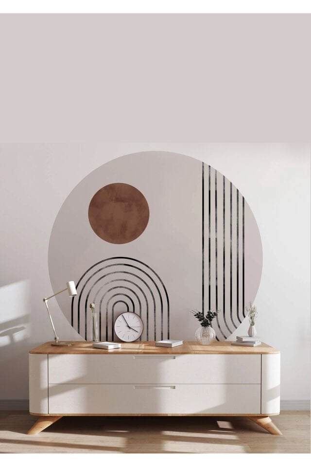 Boho - Bohem Tarzında Daire Duvar Sticker - 95 x 95