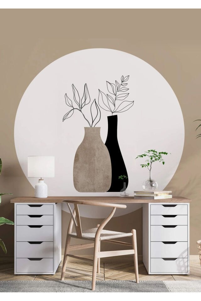 Boho - Bohem Tarzında Daire Duvar Sticker - 95 x 95