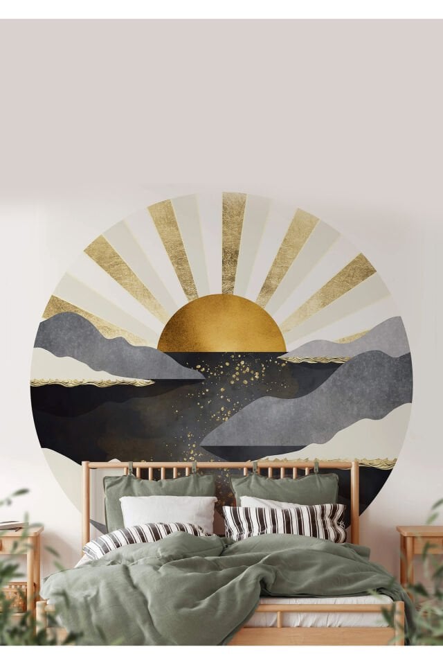 Boho - Bohem Tarzında Daire Duvar Sticker - 95 x 95