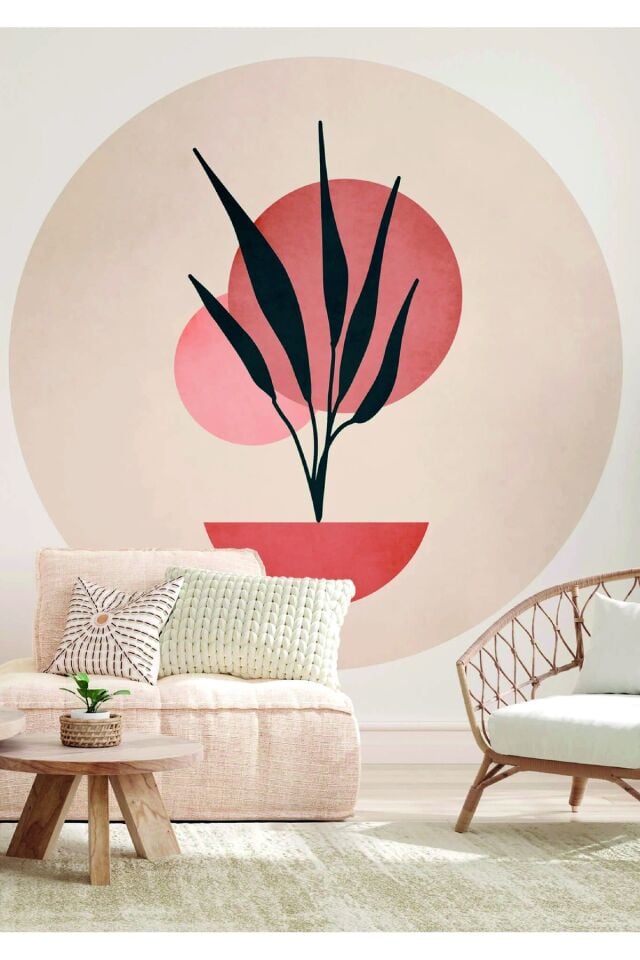 Boho - Bohem Tarzında Daire Duvar Sticker - 95 x 95