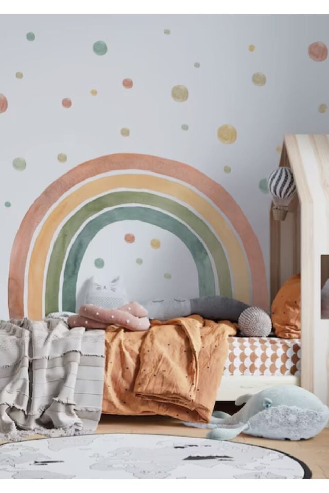 Retro Gökkuşağı Çocuk Odası Duvar Stickerı - 60 x 95