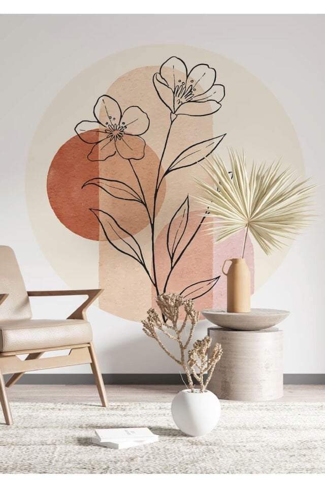 Boho - Bohem Tarzında Daire Duvar Stickerı - 95 x 95