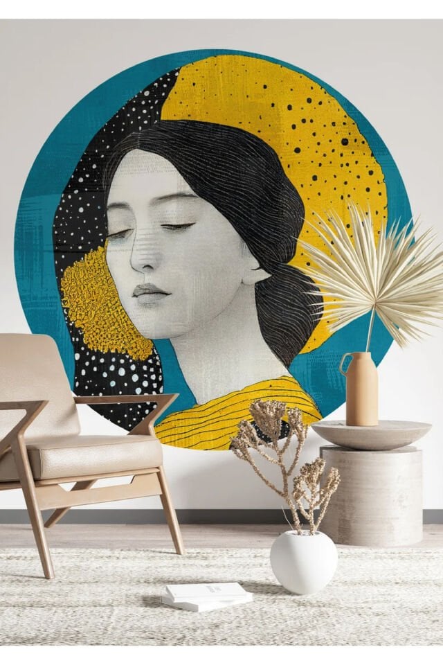 Boho - Bohem Tarzında Daire Duvar Stickerı - 95 x 95