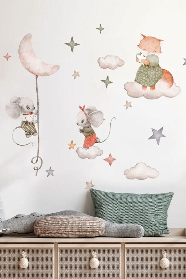 Hayal Alemi - Fareler Çocuk Odası Duvar Stickerı - Tek Ebat
