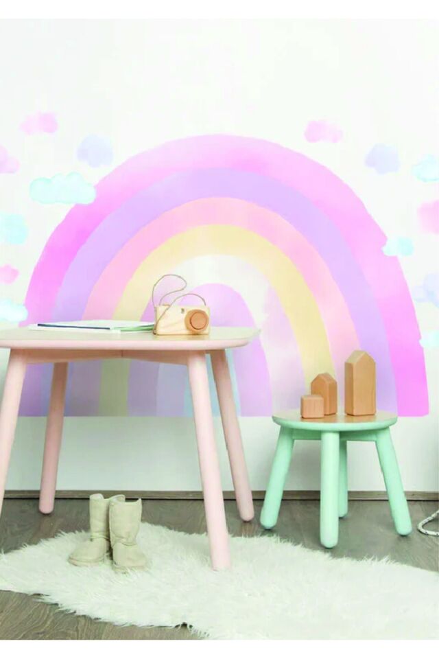 Büyüleyici Gökküşağı Çocuk Odası Duvar Stickeri - 100 x 100