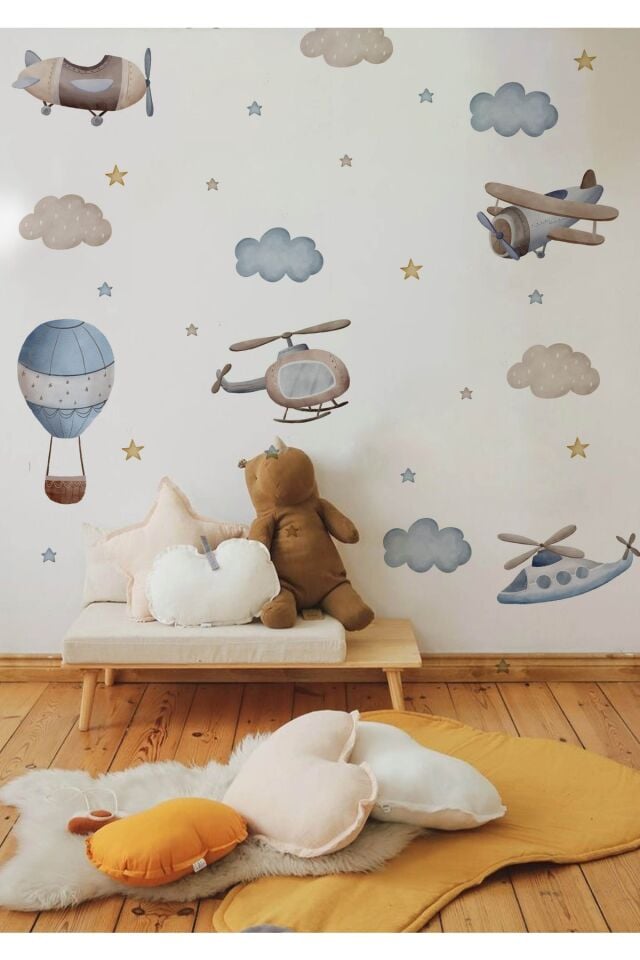 Mavi Baloncuk Çocuk Odası Duvar Stickerı - Tek Ebat