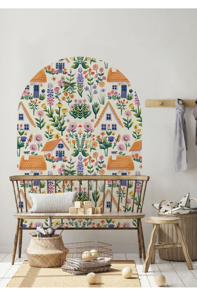 Boho - Bohem Tarz Oval Kemer Dekoratif Duvar Stickerı - 95 x 130