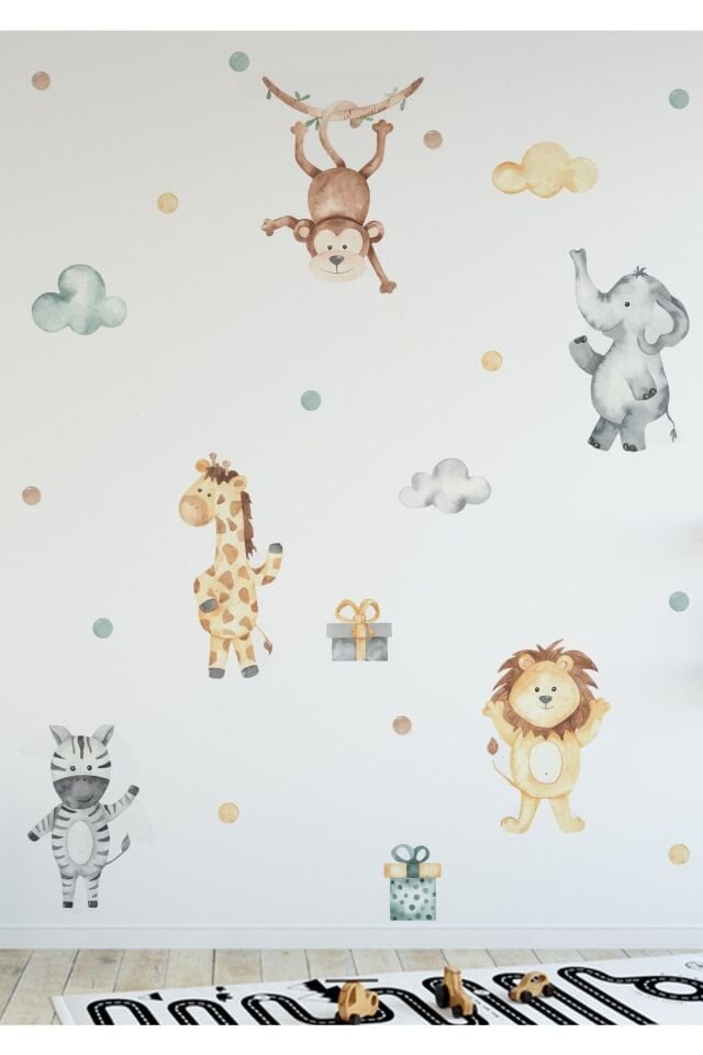 Danscı Hayvanlar Çocuk Odası Duvar Stickerı - Tek Ebat