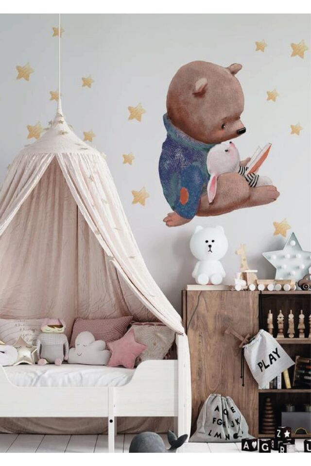 Bilge Ayıcık Çocuk Odası Duvar Stickerı - Tek Ebat