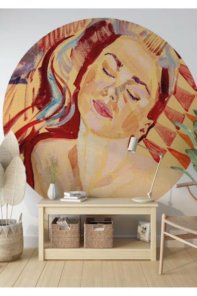 Boho - Bohem Tarzında Daire Duvar Stickerı - 95 x 95