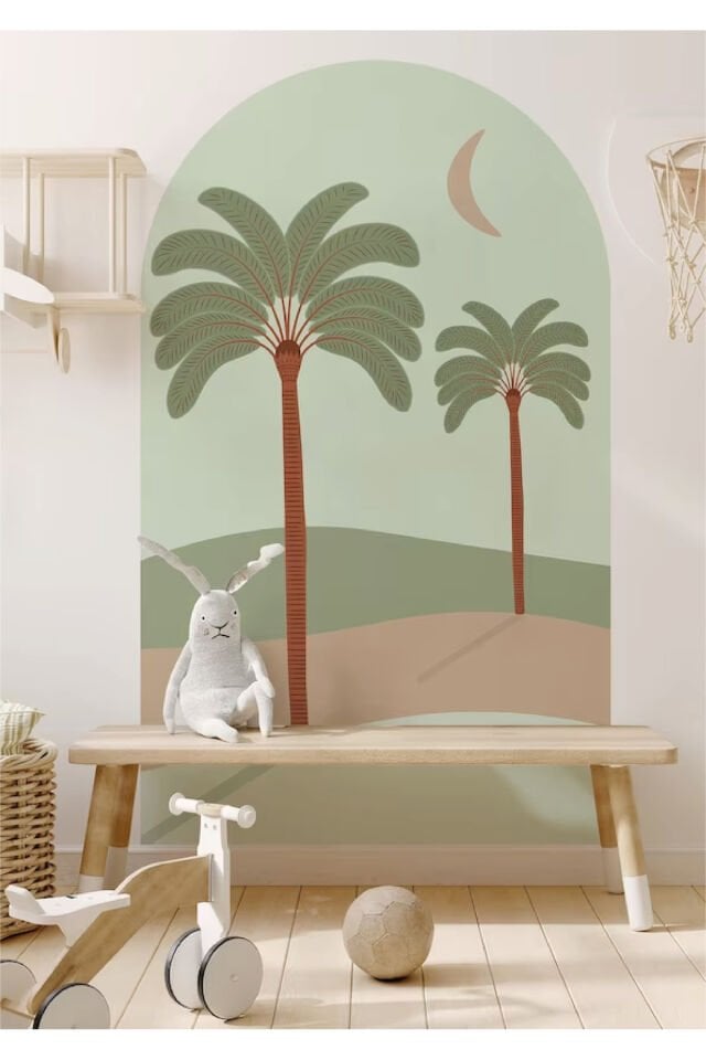 Bohem Oval Cennet Palmiyeleri Duvar Stickeri - 95 x 165