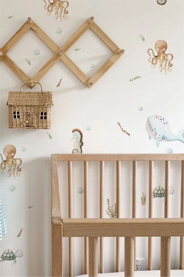 Küçük Deniz Canlıları Soft Renkli Çocuk Odası Duvar Stickerı - 50 x 100