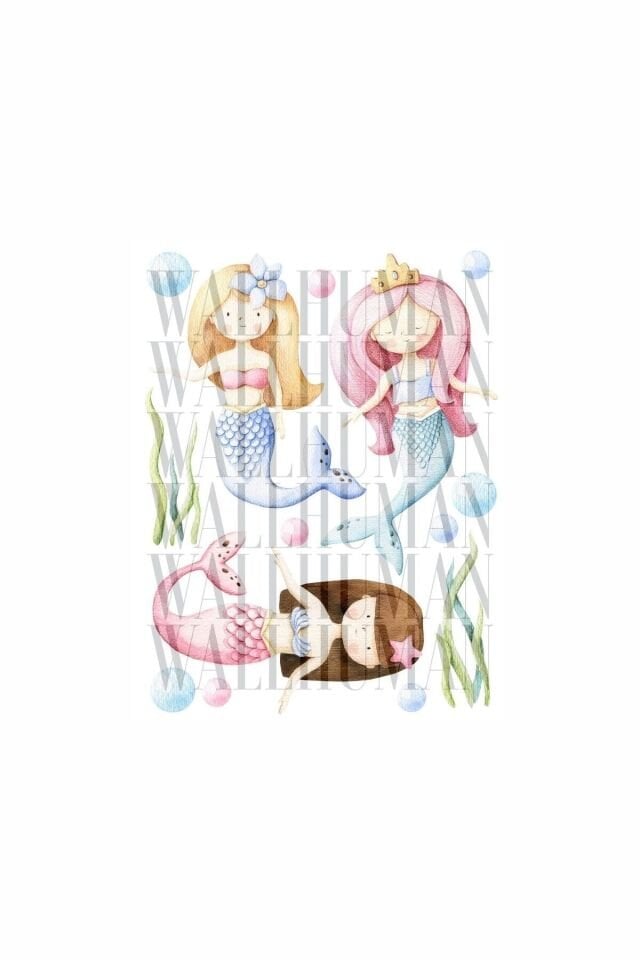 Mermaid Party (Deniz Kızı) Çocuk Odası Duvar Stickerı - 50 x 100