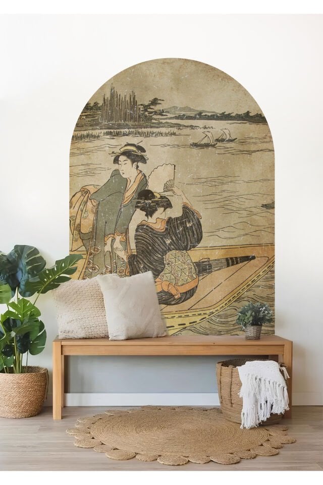 Boho - Bohem Tarz Oval Kemer Dekoratif Duvar Stickerı - 95 x 130