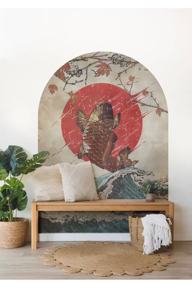 Boho - Bohem Tarz Oval Kemer Dekoratif Duvar Stickerı - 95 x 130