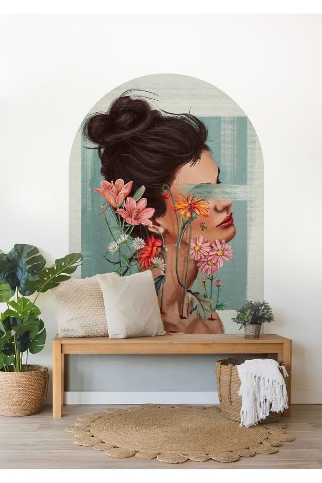 Boho - Bohem Tarz Oval Kemer Dekoratif Duvar Stickerı - 95 x 130