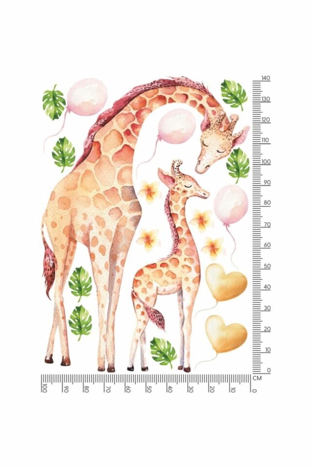 Zurafa Aşkı Çocuk Odası Duvar Stickerı - 100 x 140