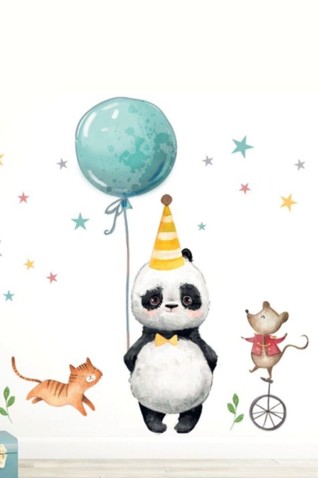 Sevimli Panda Duvar Stickerı - 60 x 100