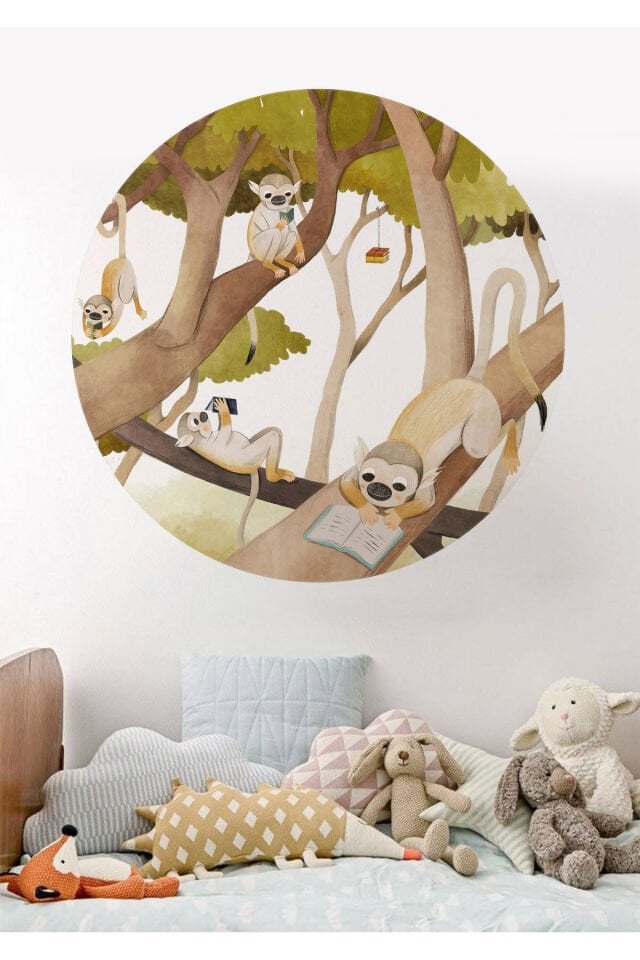 Boho - Bohem Tarzında Daire Duvar Sticker - 95 x 95