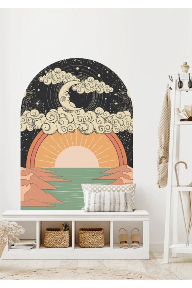 Bohem Oval Doğan Güneş Duvar Stickeri - 95 x 150