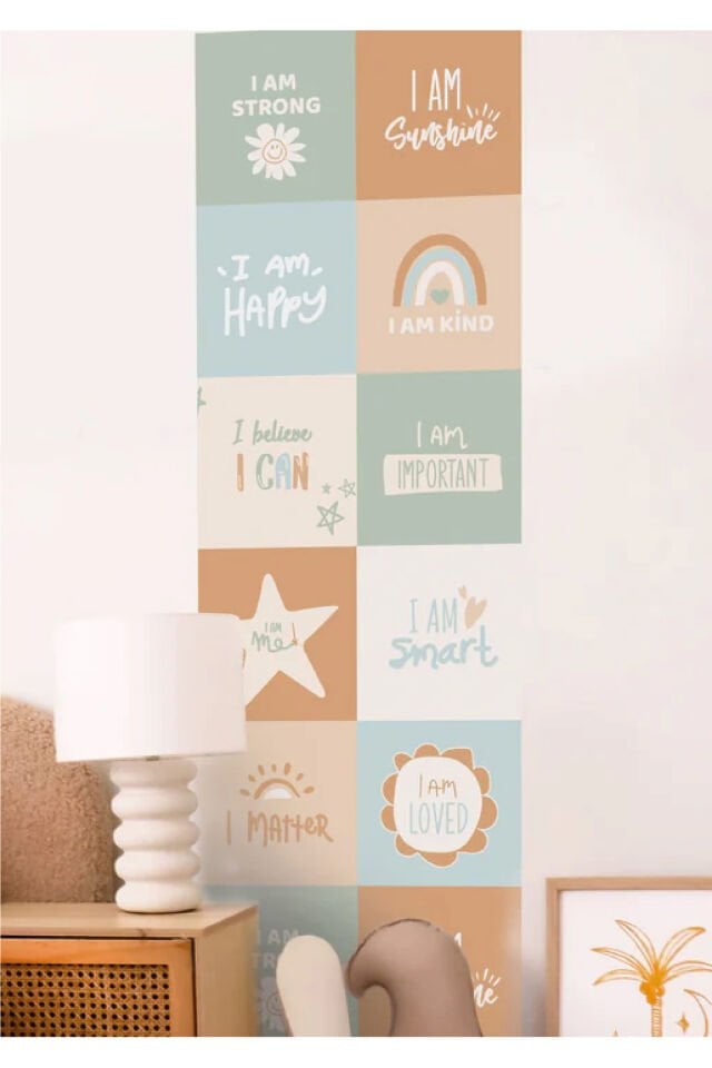 Bohem Kareler - Sun Shine Duvar stickerı - 50 x 125