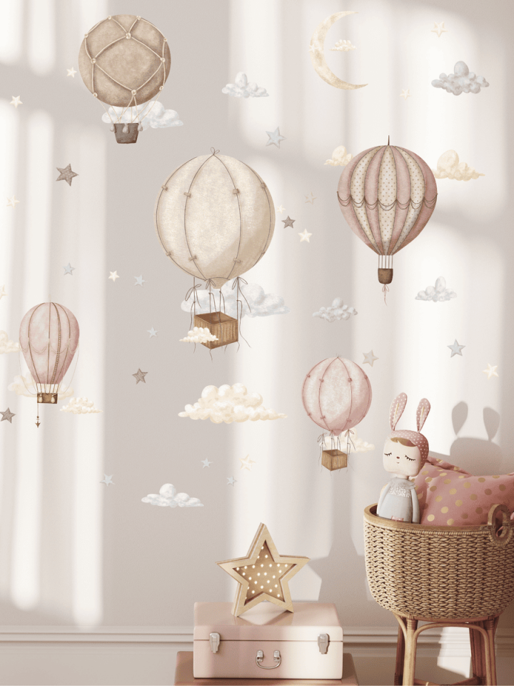 Retro Balonlar (Pembe ve Bej) Duvar Sticker