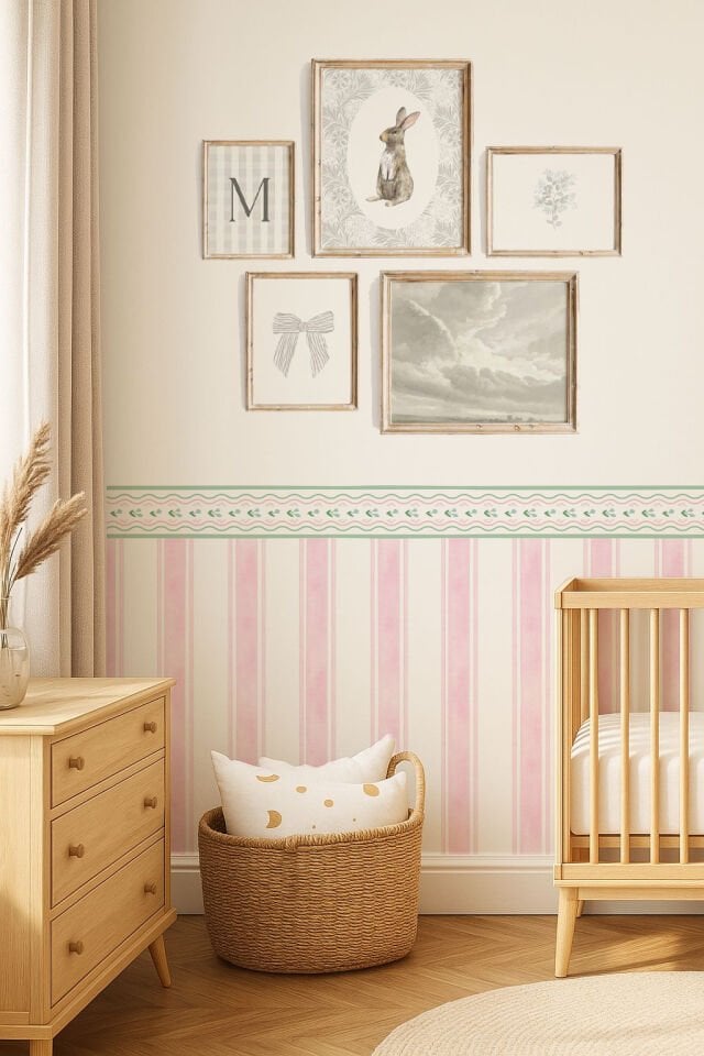 Pastel Çizgili Duvar Stickerı