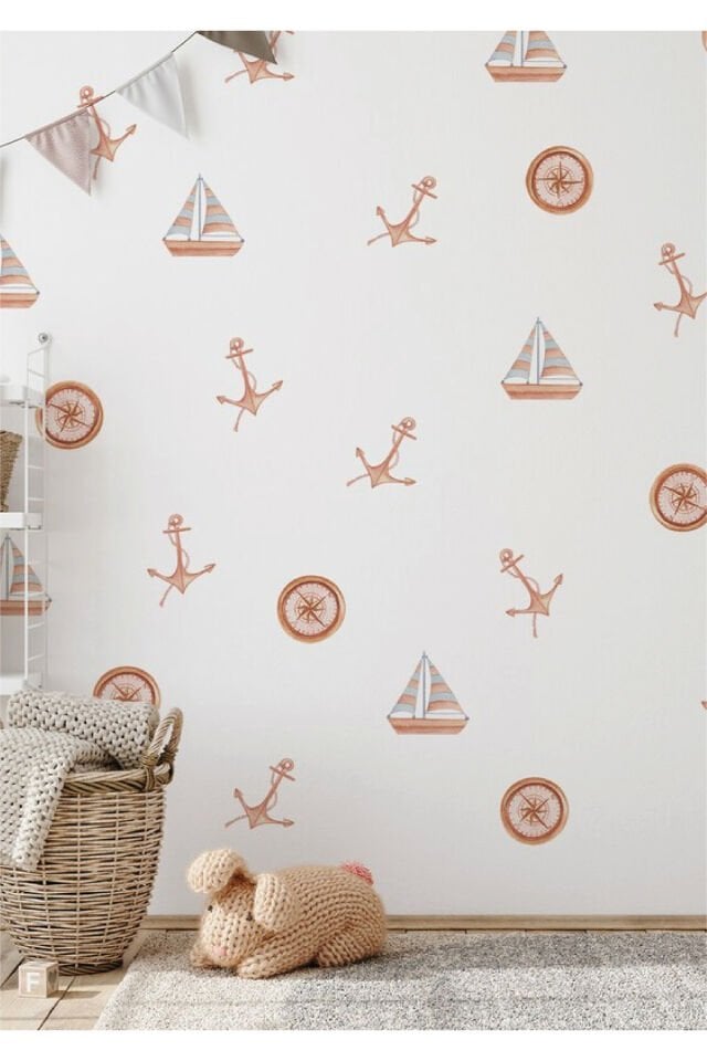 Denizci Teknesi Çocuk Odası Duvar Stickerı - 50 x 100
