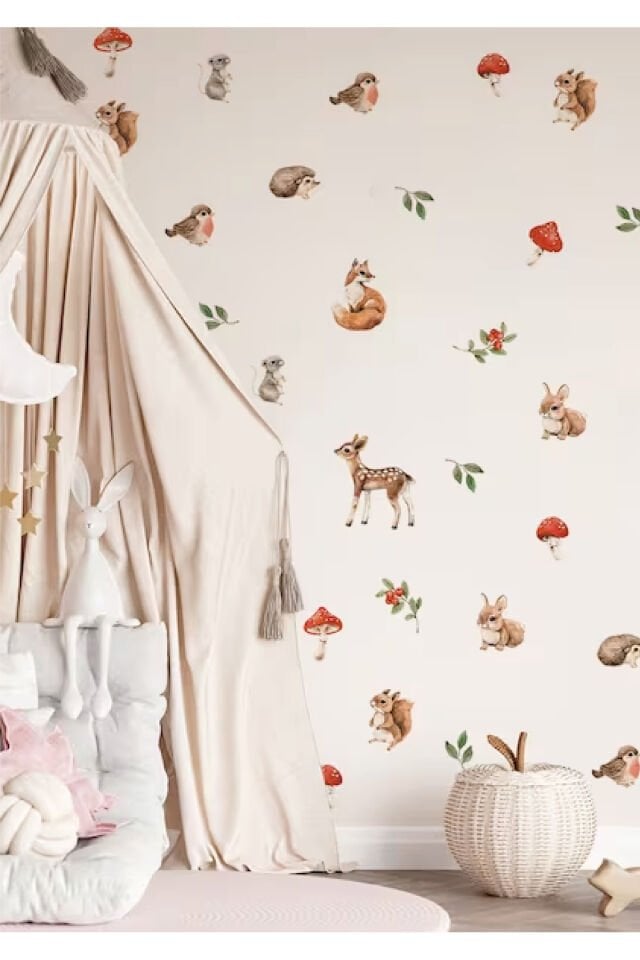 Mantar Ormanları Çocuk Odası Duvar Stickerı - 50 x 100