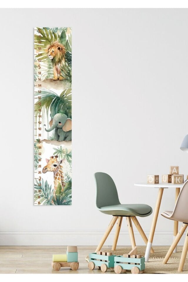 Tropikal Orman Boy Ölçer Çocuk Odası Duvar Stickerı - 50 x 100