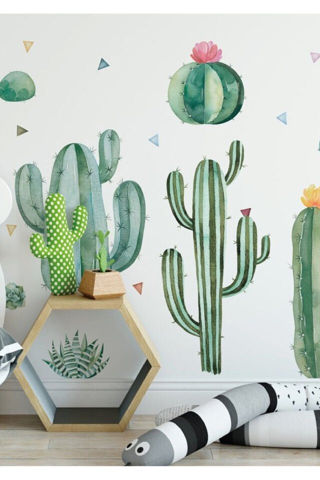 Dev Kaktüsler Çocuk Odası ve Ev Dekorasyonu Stickerı - 100 x 200