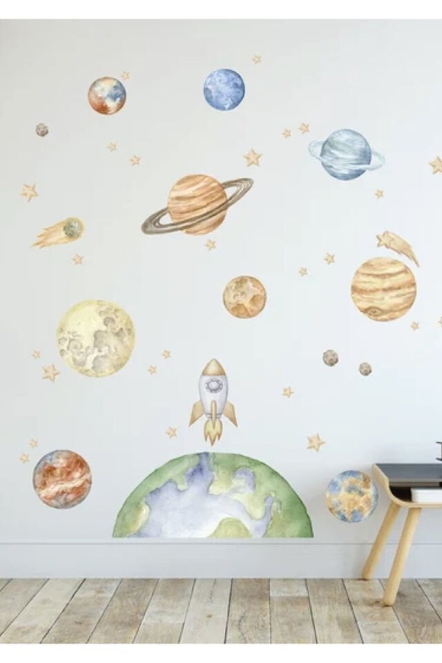 Dış Uzay Çocuk Odası Duvar Stickerı - 70 x 100