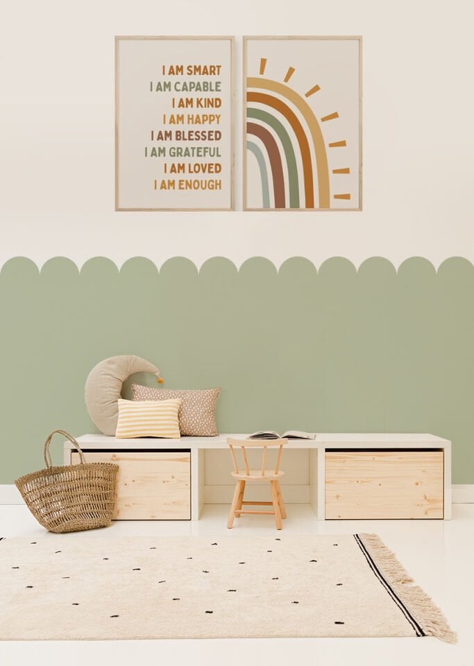 Bohem Oval Dalgalı Duvar Stickerı