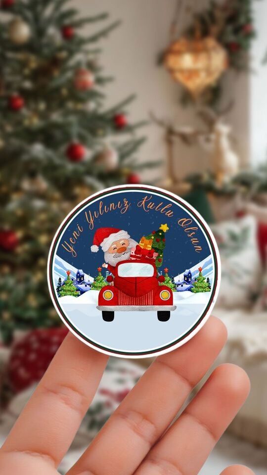 Yılbaşı Temalı 4 cm 24’lü Yuvarlak Etiket