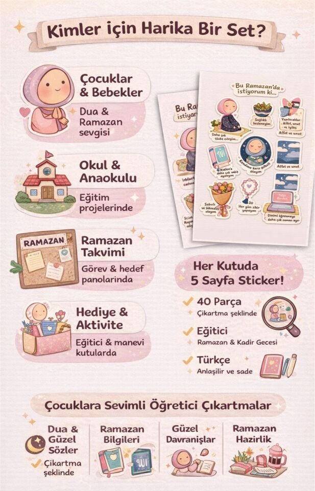 Ramazan Ayı Eğitici Çocuk Sticker Seti