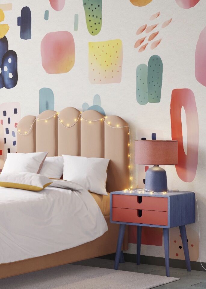 Renkli Geometrik Şekiller Duvar Stickerı