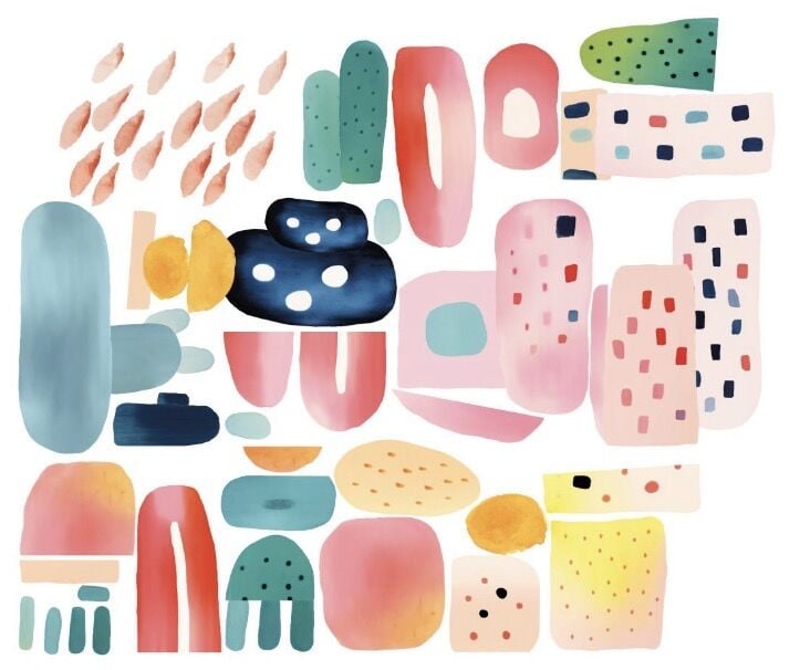 Renkli Geometrik Şekiller Duvar Stickerı