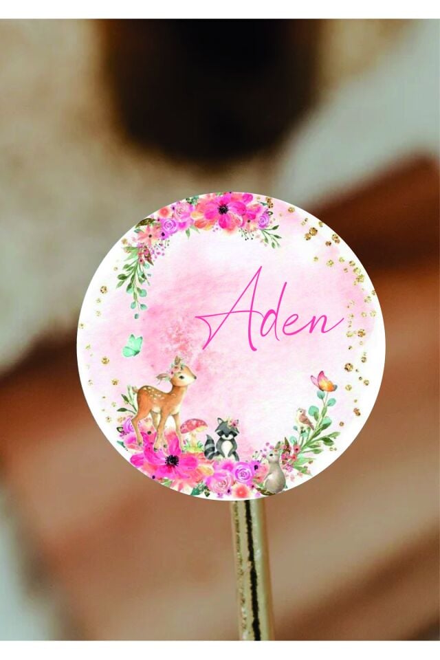 İsimli Kişiye Özel Yuvarlak Bebek Etiket/sticker 4x4cm 96 Adet - Tek Ebat