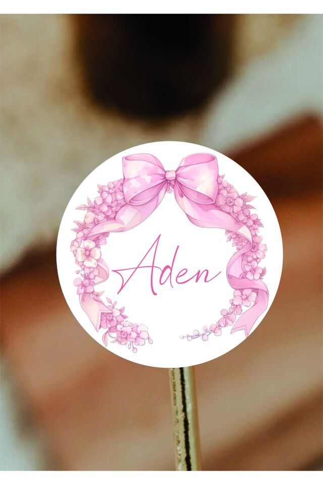 İsimli Kişiye Özel Yuvarlak Bebek Etiket/sticker 4x4cm 96 Adet - Tek Ebat