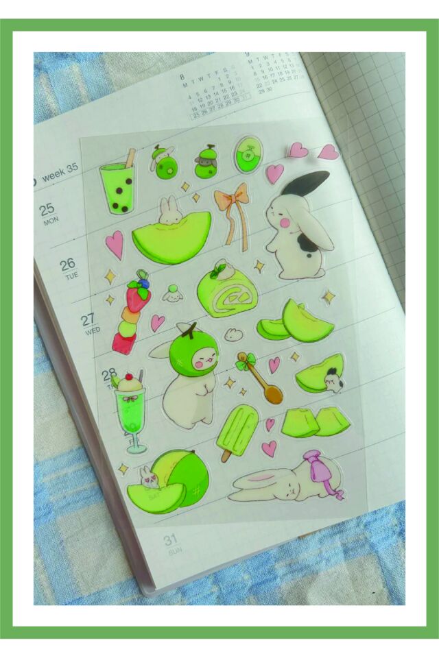 Mini Bunny Ajanda Bullet Journal için Suya Dayanıklı Sticker -