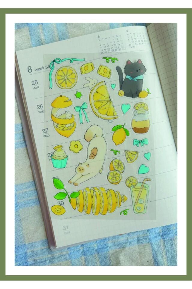 Mini Bunny Ajanda Bullet Journal için Suya Dayanıklı Sticker -