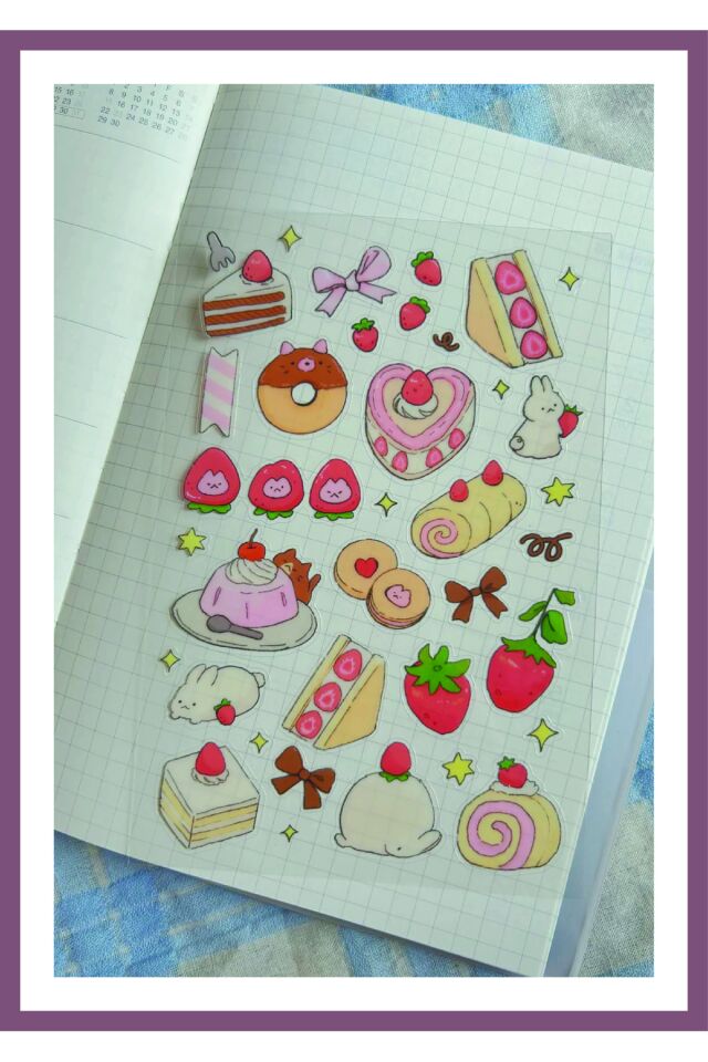 Mini Bunny Ajanda Bullet Journal için Suya Dayanıklı Sticker -