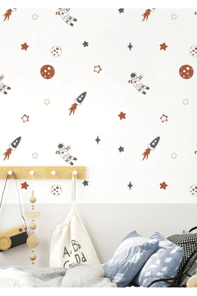 Uzay Roketleri Çocuk Odası Duvar Stickerı - Tek Ebat
