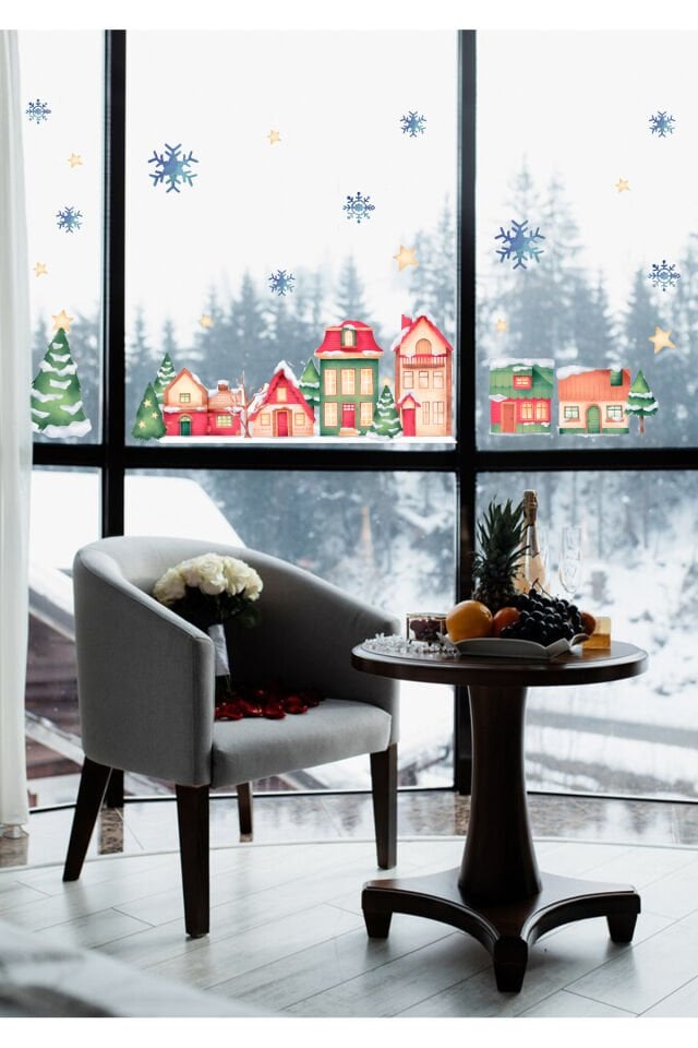 Yenı Yıl Evleri Cam Stickerı -